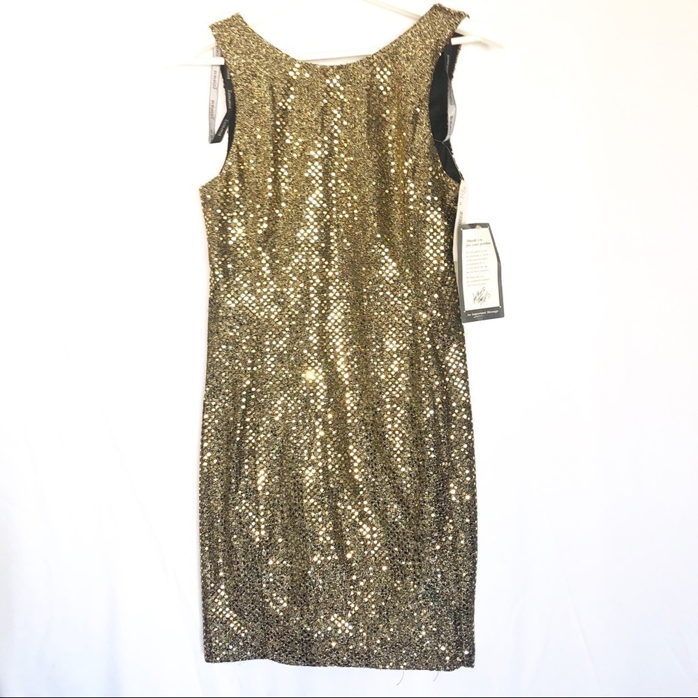 Rhapsody Gold Sequin Dress NWT